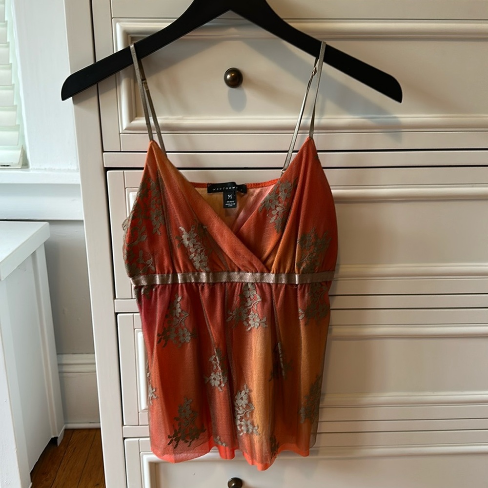 Boho/vintage style spaghetti strap top